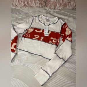 Patched Long Sleeve Crop Top